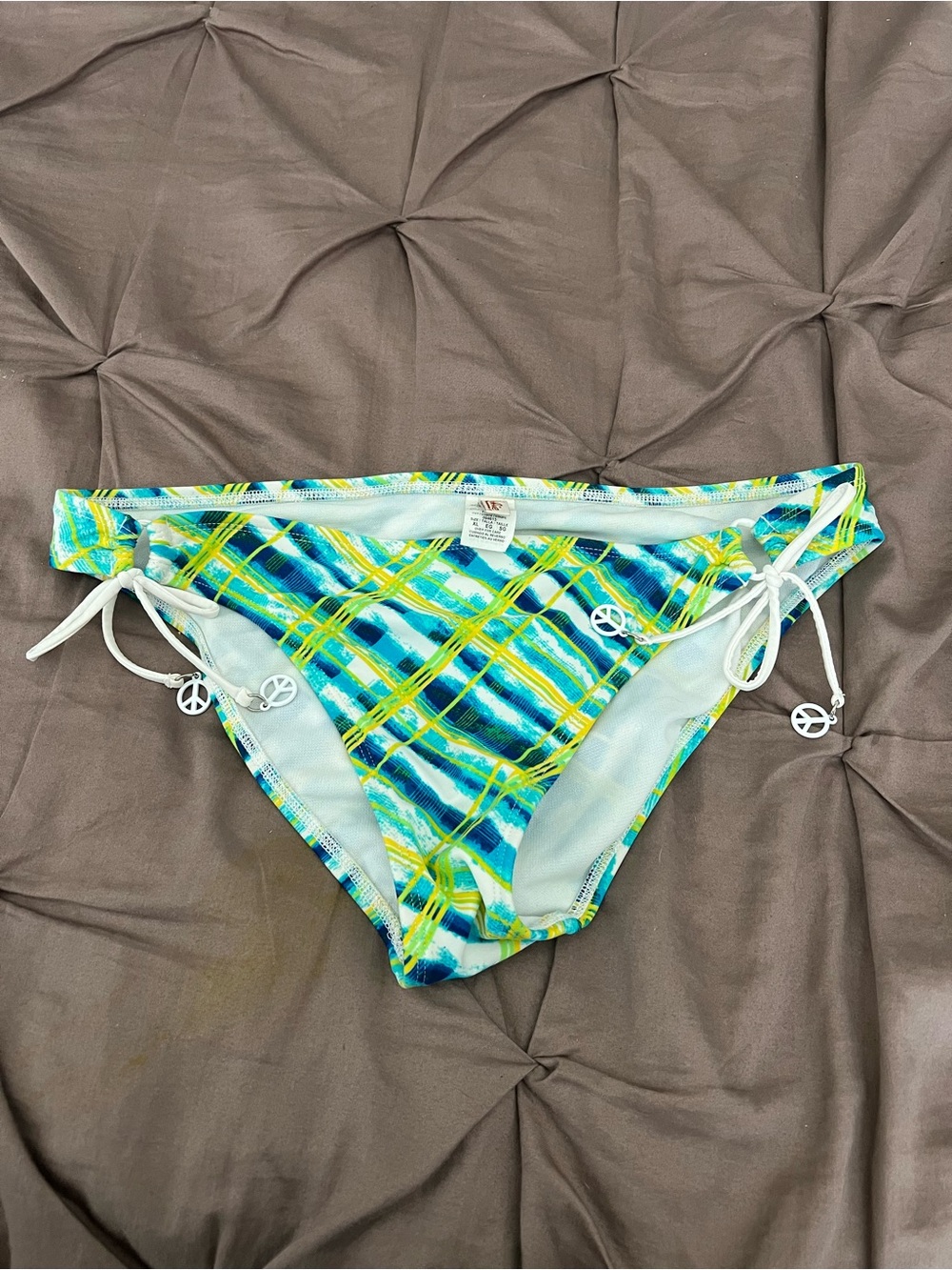 Hobie Blue Teal Plaid Tie-Side “look” Bikini Bottom